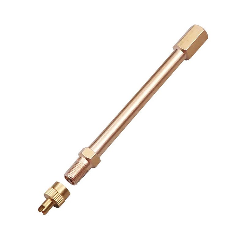 Brass extension rod for car tire inflation, metal air pump extension rod, unicycle tire inflator.